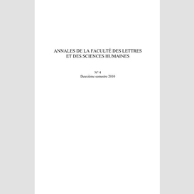 Annales de la faculté des lettres et des sciences humaines, n°4 - deuxième semestre 2010