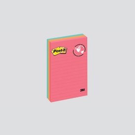 3/pkg post-it 4x6 ligne neon