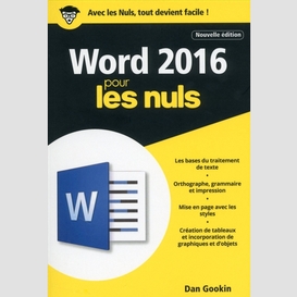 Word 2016 pour les nuls (poche)