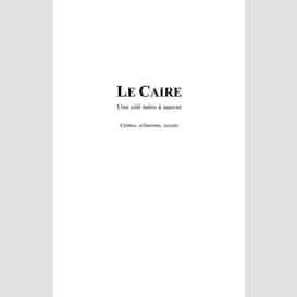 Le caire - une cité mère à sauver - culture, urbanisme, soci