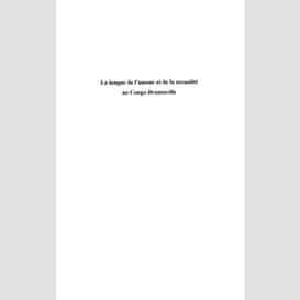 La langue de l'amour et de la sexualité au congo-brazzaville