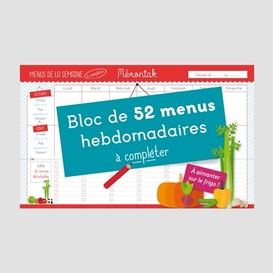 Bloc de 52 menus hebdomadaire a complete