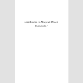 Microfinance en afrique de l'ouest