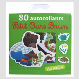 Peti ours brun au jardin (80 autocollant