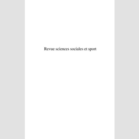 Sciences sociales et sport n° 3