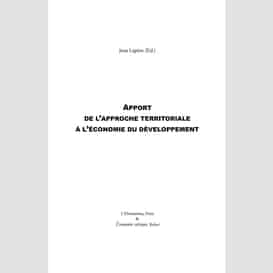 Apport de l'approche territoriale à l'économie du développem