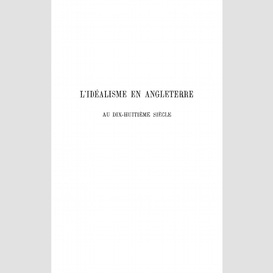 L'idéalisme en angleterre au dix-huitième siècle