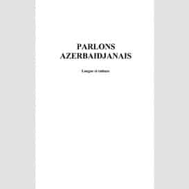 Parlons azerbaïdjanais