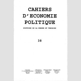 Cahiers d'économie politique n° 38