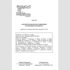 Gestion negociee des territoires et politiques publiques (n°97-98)