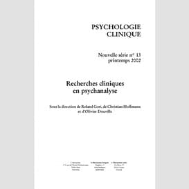 Recherches cliniques en psychanalyse