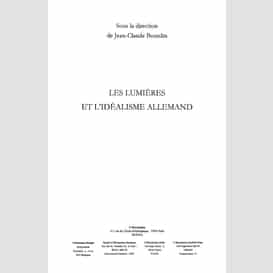 Lumières et l'idéalisme allemand