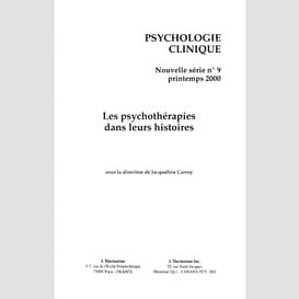 Les psychotherapies dans leurs histoires