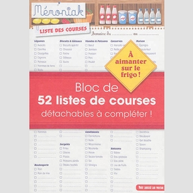 Bloc de 52 listes de courses 2015 memoni