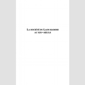 Société du laos siamois au xixsiècle