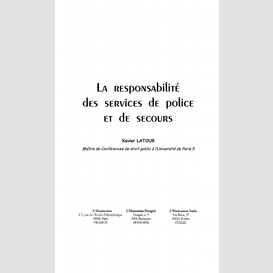 La responsabilité des services de police et de secours