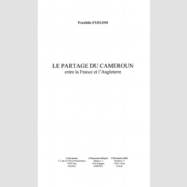 Le partage du cameroun entre la france et l'angleterre