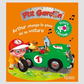 Arthur change le pneu de sa voiture