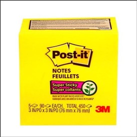 5/pqt post-it 3x3 450 fles/bloc jaune