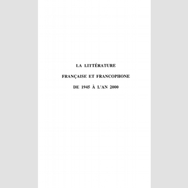 Littérature française et francophone de