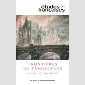 Études françaises. volume 54, numéro 3, 2018