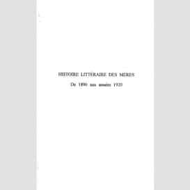 Histoire litteraire des meres