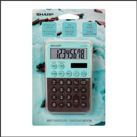 Calculatrice 8 chiffres turquoise/choco