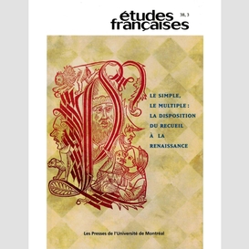 Études françaises. volume 38, numéro 3, 2002