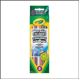 8/pqt crayons couleurs metallique crayol