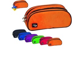 Etui a crayons 2 compartiments nylon ass
