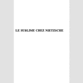 Le sublime chez nietzsche