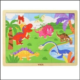 Casse-tete bois 24mcx - dinosaures