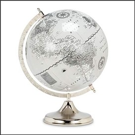 Globe terrestre 12po gris/metal