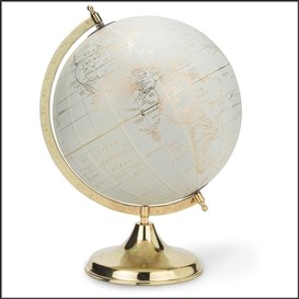 Globe terrestre 8po ivoire/gold