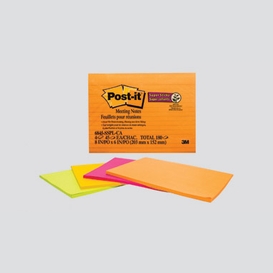 4/pqt post-it 8x6 super colle neon ass