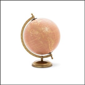 Globe terrestre 8po rose/or