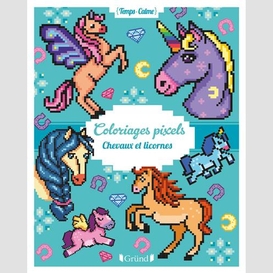 Coloriages pixels chevaux et licornes