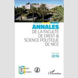 Annales de la faculté de droit et science politique de nice