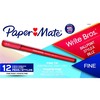 12/bte stylo bille rouge fin paper mate
