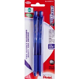 2/pqt stylo retr.gel .7mm bleu energel x