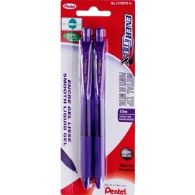 2/pqt stylo retr.gel .7mm violet energ x