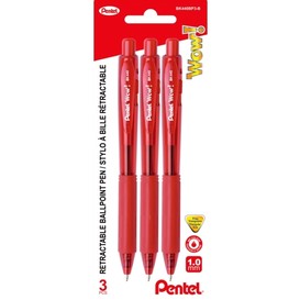 3/pqt stylo bille retrac.med rouge