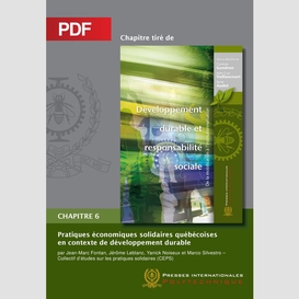 Pratiques économiques solidaires québécoises en contexte de développement durable (chapitre pdf)