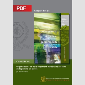Organisations et développement durable : le système de légitimité en oeuvre (chapitre pdf)