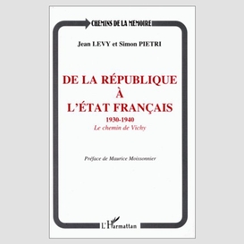 De la république à l'etat français 1930-1940