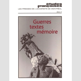 Études françaises. volume 34, numéro 1, printemps 1998