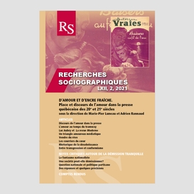 Volume 62, numéro 2, mai–septembre 2021 d'amour et d'encre fraîche. place et discours de l'amour dans la presse québécoise des 20e et 21e siècles