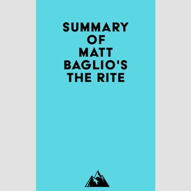 Summary of matt baglio's the rite