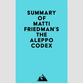 Summary of matti friedman's the aleppo codex