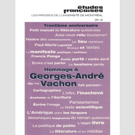 Études françaises. volume 31, numéro 2, automne 1995